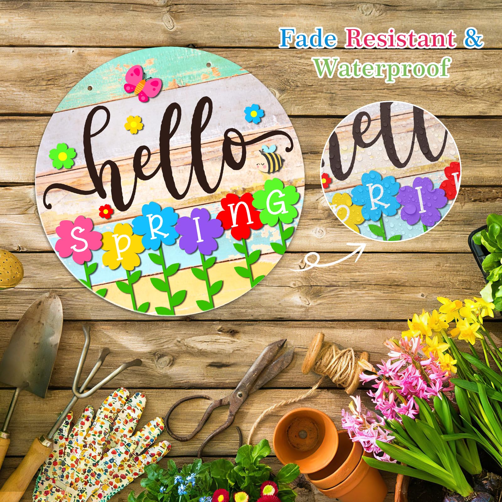 春の花 置物 HELLO Spring Amazon.co.jp: PETCEE Hello Springドアサイン、30.88cm カラフルな花